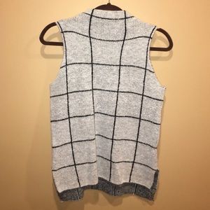 grid mock-neck tank sweater